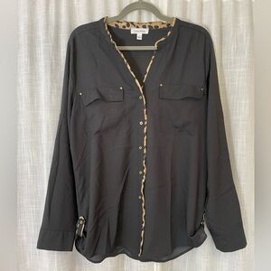 Calvin Klein Sheer button down blouse by size large